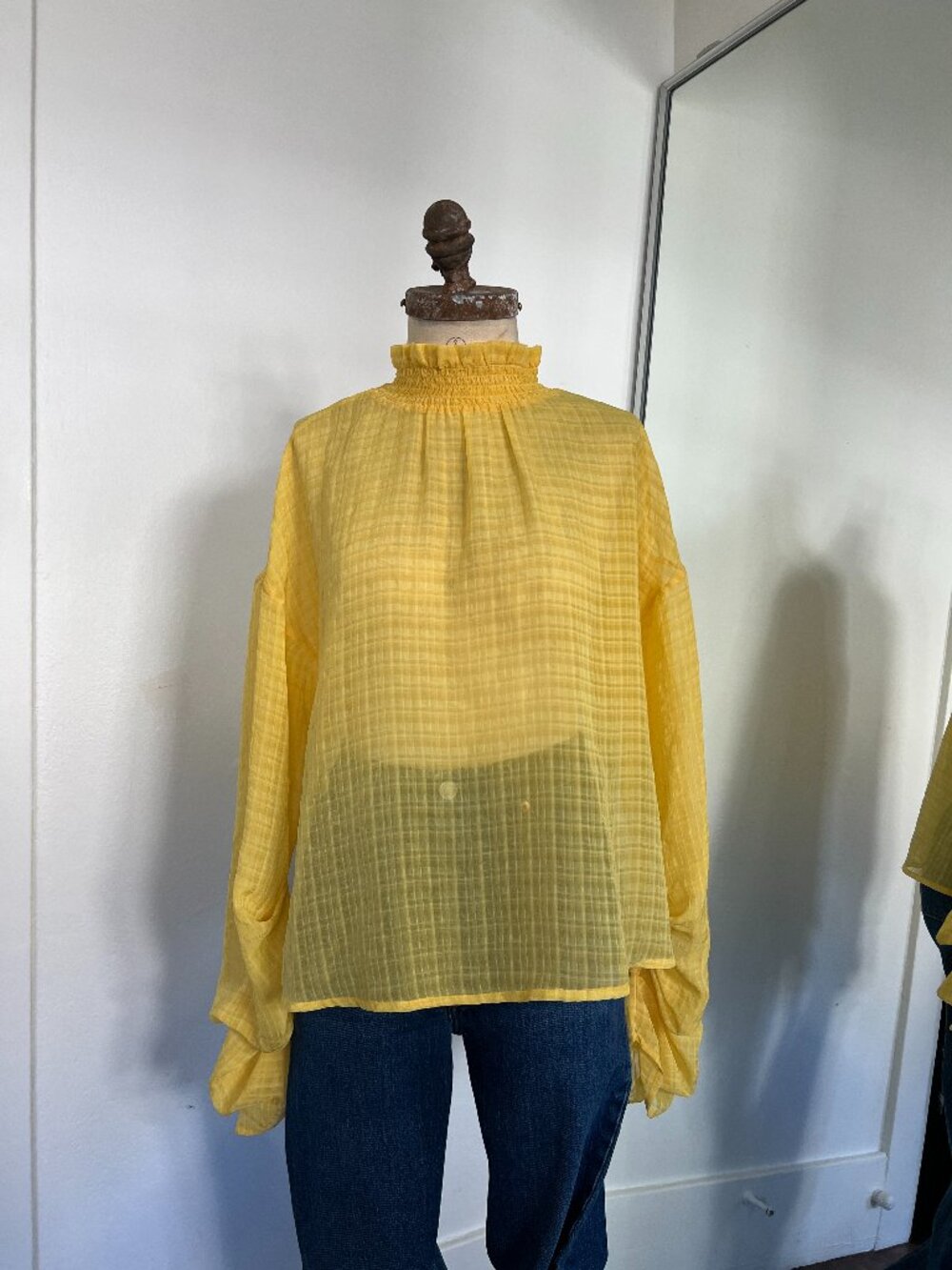 House of Harlow | Sheer Long Sleeve Yellow Blouse